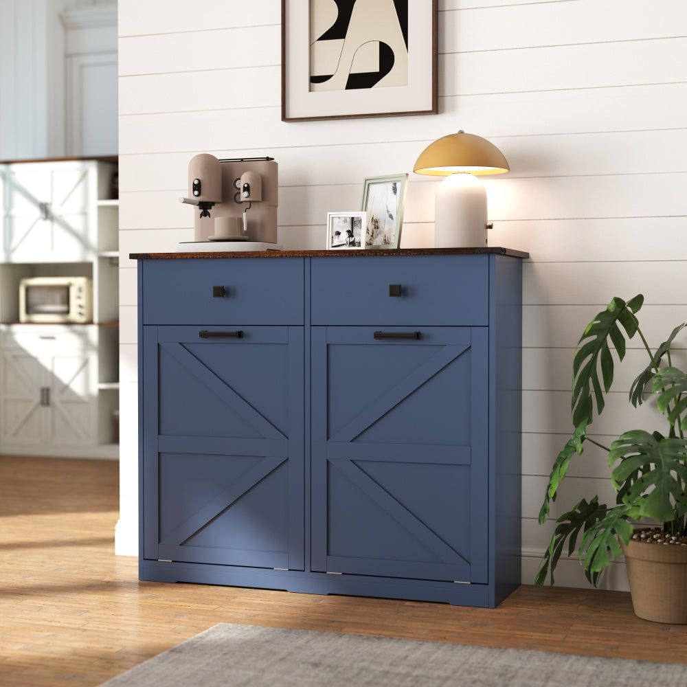 39-Inch Double Tilt-Out Trash Cabinet with Drawers - TimberFlare