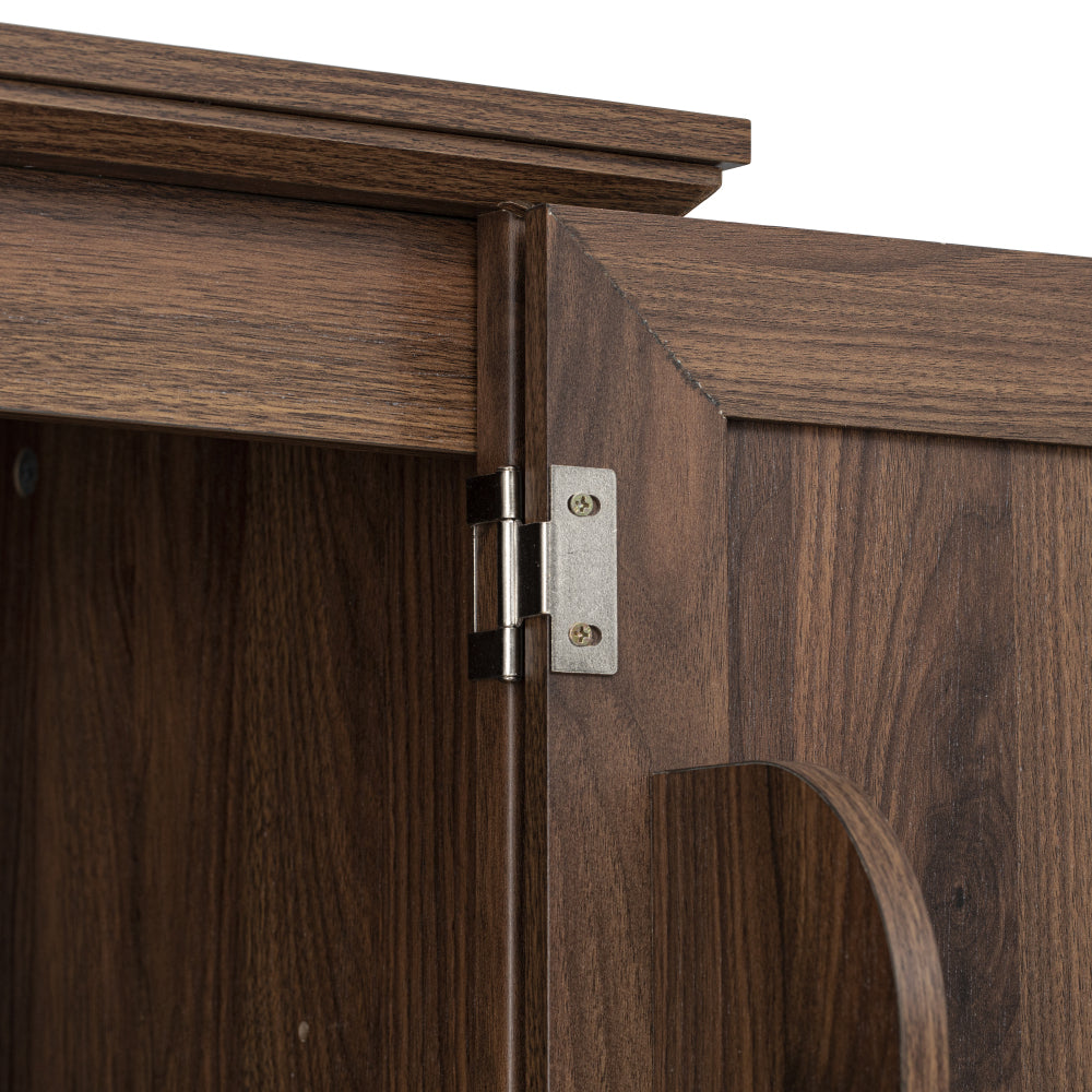 Walnut Pantry Cabinet with Pull-Out Shelves & Door Racks - TimberFlare