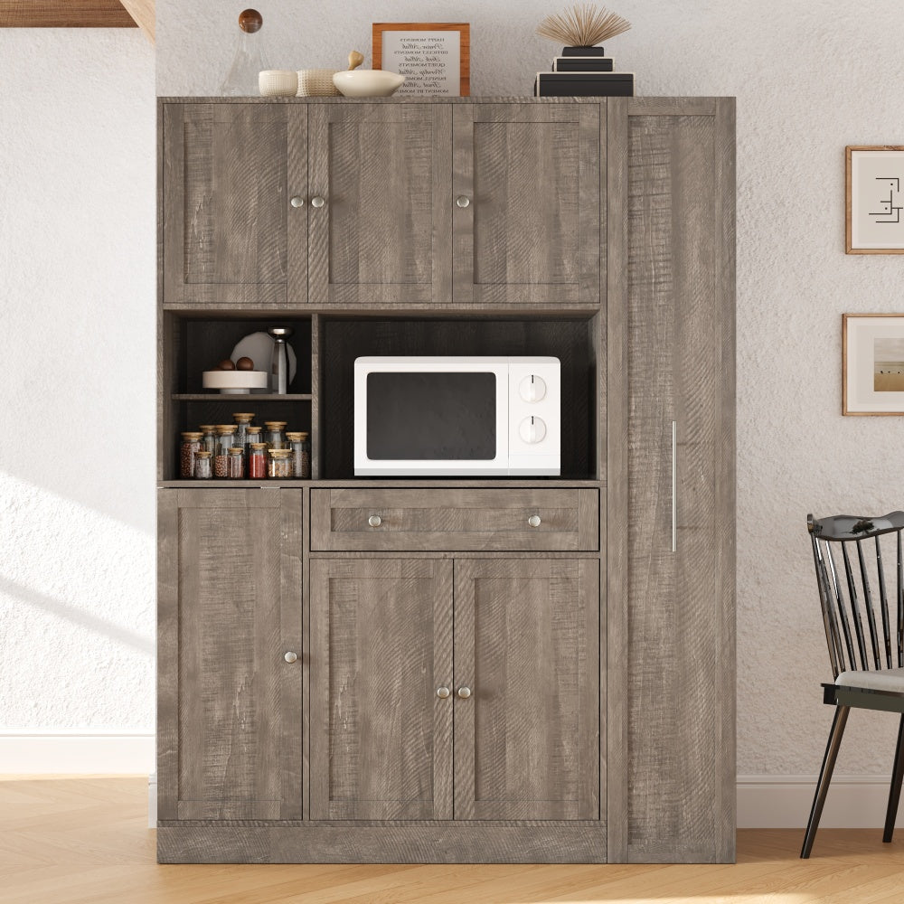 70'' Tall Pantry Buffet with Pull-Out Spice Rack - TimberFlare