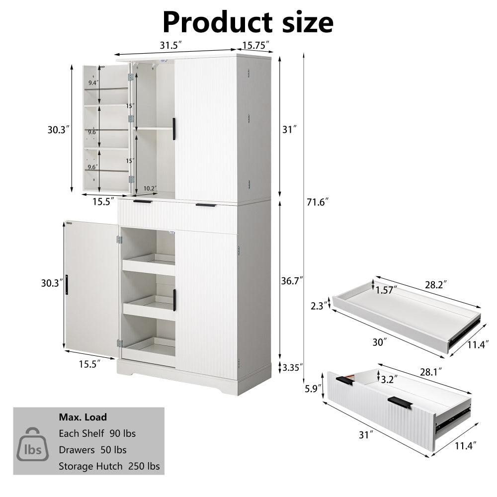 Fluted Pantry with Pull-Out Shelves - TimberFlare
