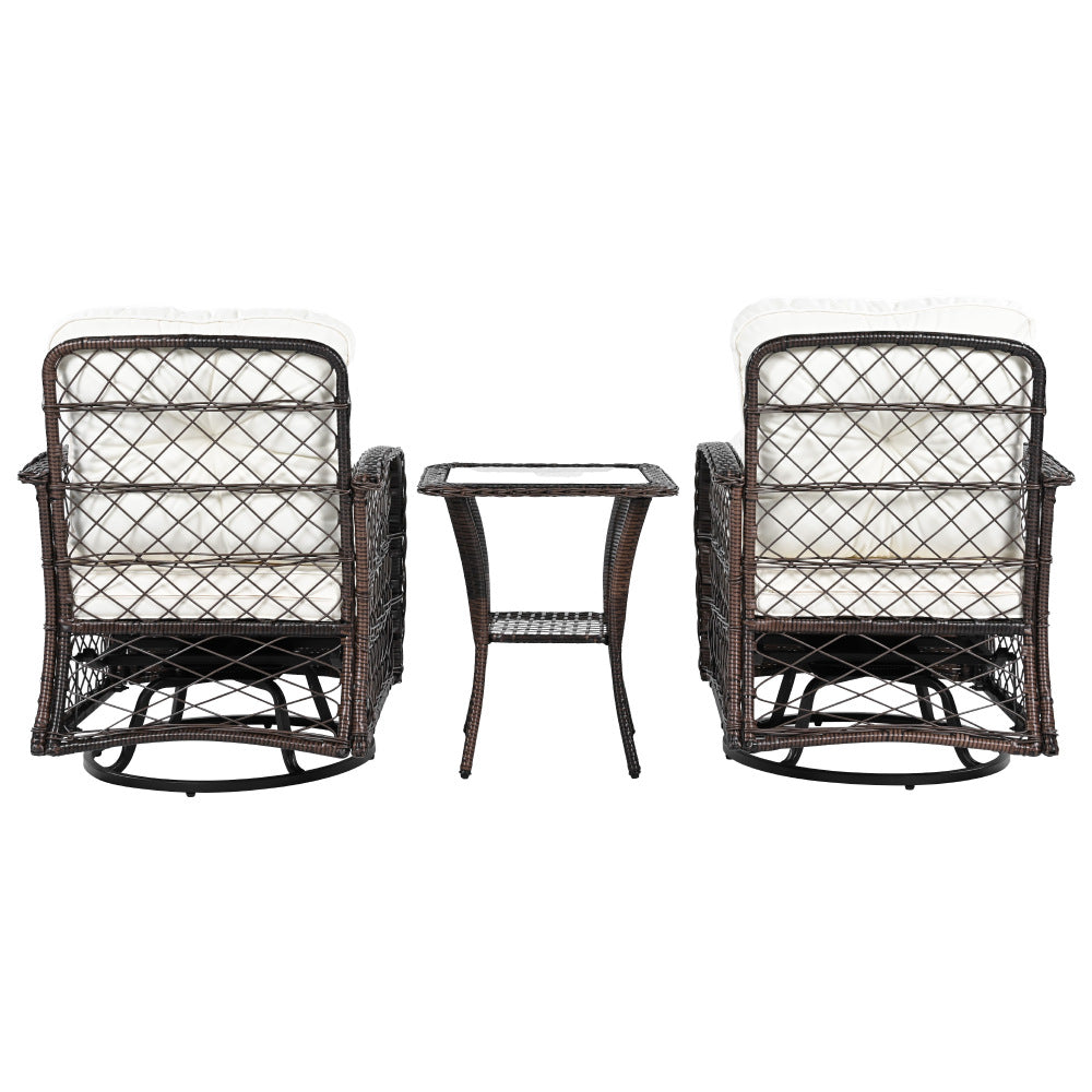 3-Piece Patio Set with Swivel Rocking Chairs - TimberFlare
