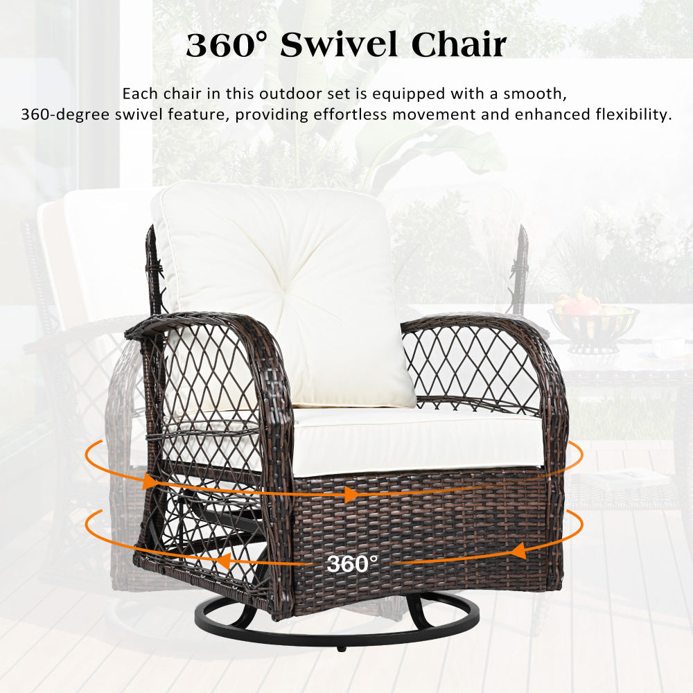 3-Piece Patio Set with Swivel Rocking Chairs - TimberFlare