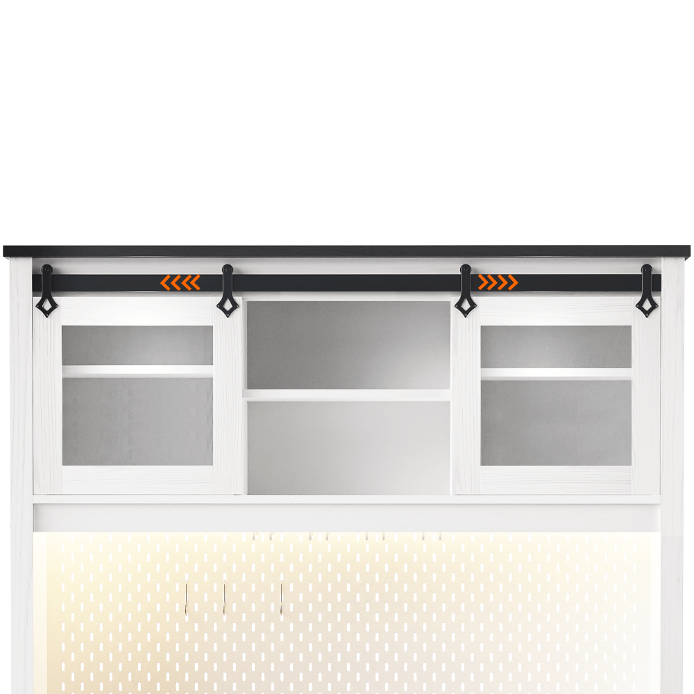 White Oak Smart Farmhouse Hutch with Power Station & Pegboard - TimberFlare