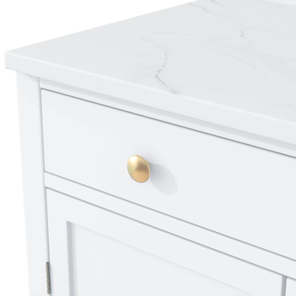 Modern Sideboard Cabinet with Faux Marble Top & Gold Accents - TimberFlare