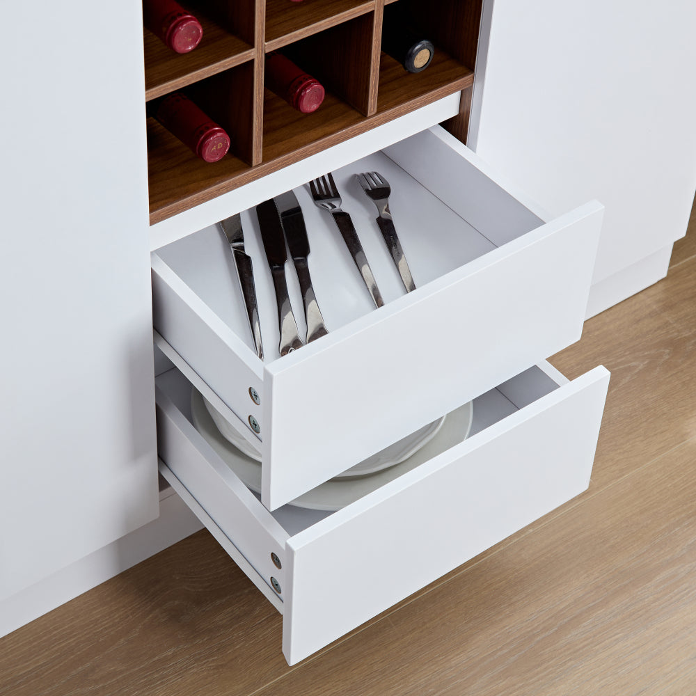 Two-Tone Coffee & Liquor Cabinet Hutch with Power Station - TimberFlare