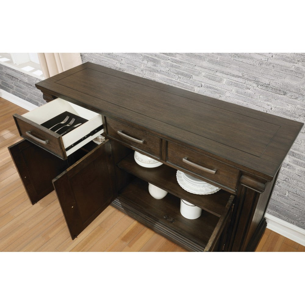 Transitional 60" Sideboard & Server – Espresso Wood Buffet Cabinet - TimberFlare