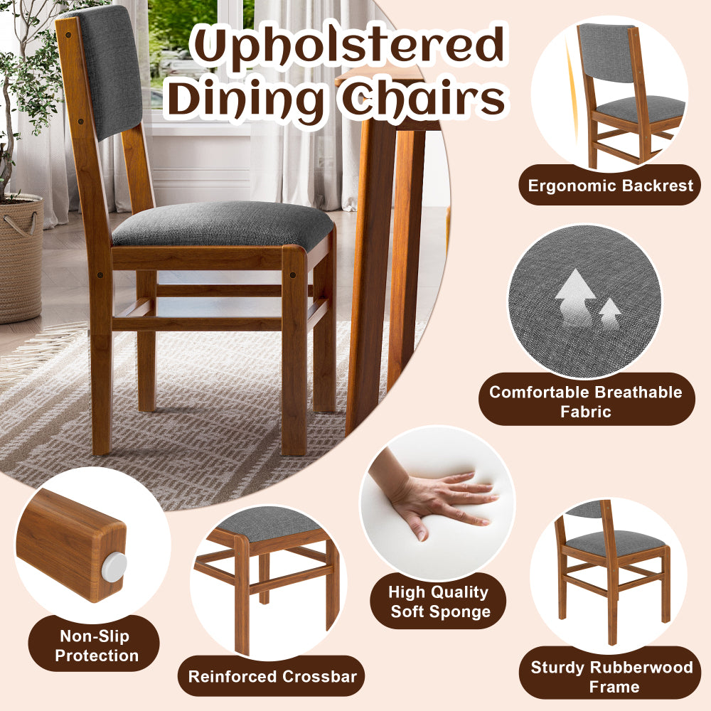 Dining Table Set 5-Piece with Upholstered Chairs - TimberFlare