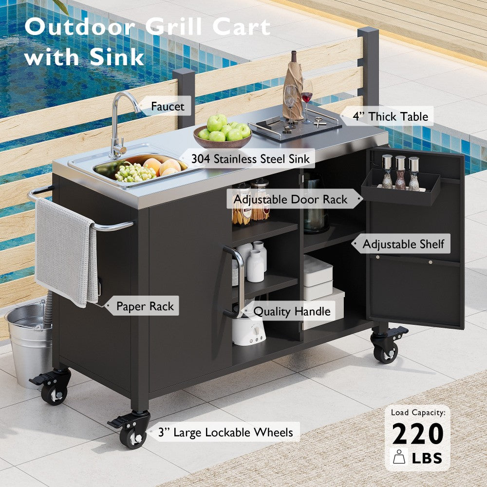 Outdoor Kitchen Island with Complete Sink Station - TimberFlare