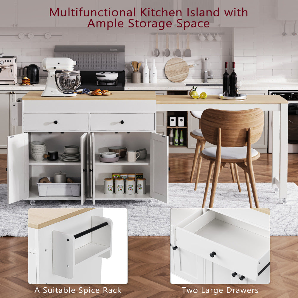 74.5 Kitchen Island with Extendable Dining Table - TimberFlare