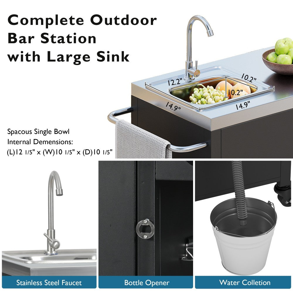 Outdoor Kitchen Island with Complete Sink Station - TimberFlare
