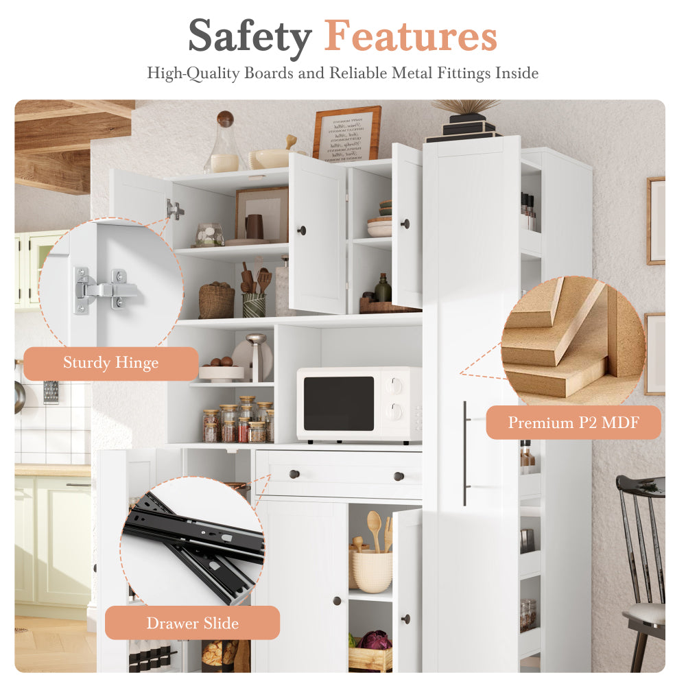 70'' Tall Pantry Buffet with Pull-Out Spice Rack - TimberFlare