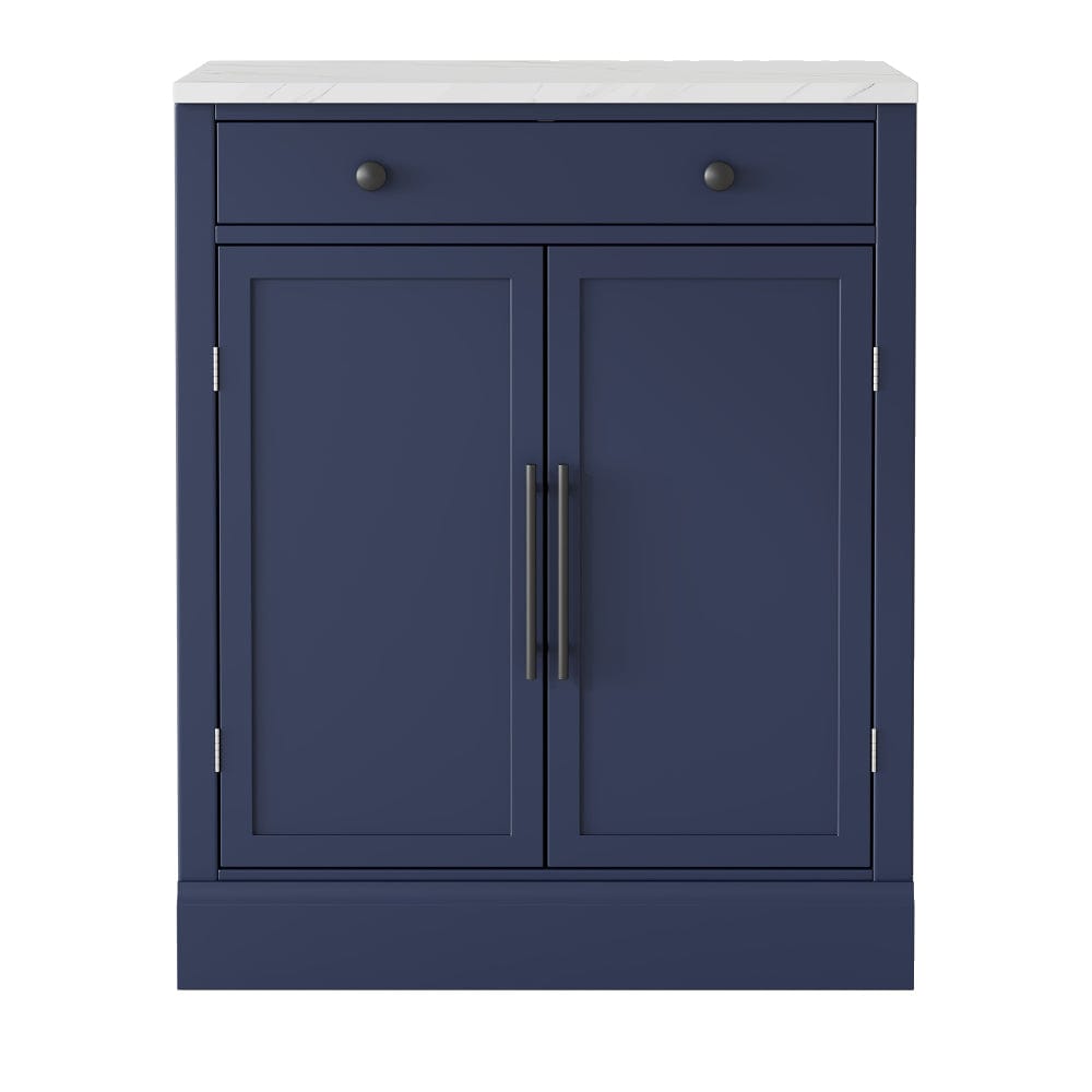 Modern Sideboard Cabinet with Faux Marble Top & Gold Accents - TimberFlare