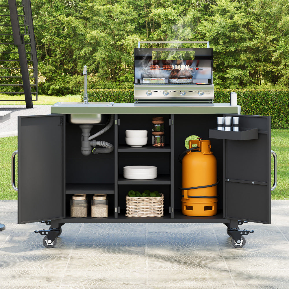 Outdoor Kitchen Island with Complete Sink Station - TimberFlare