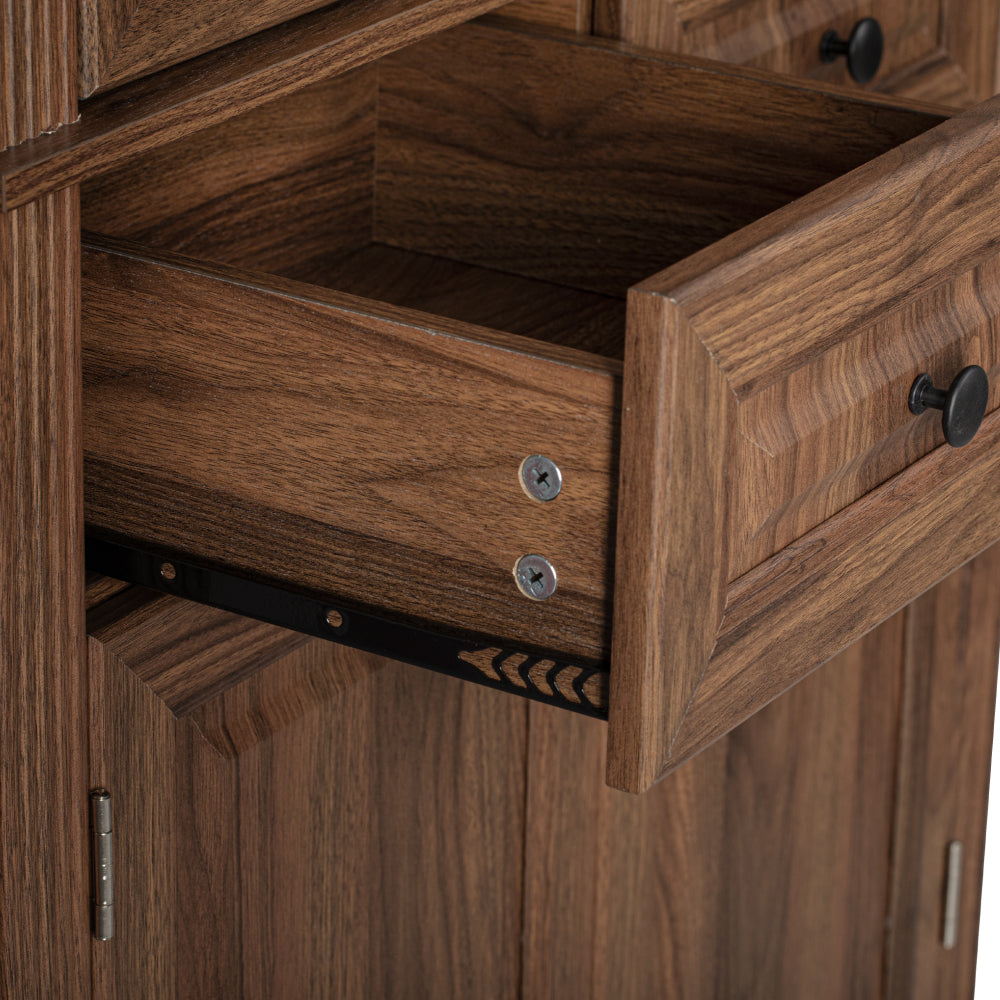 Walnut Pantry Cabinet with Pull-Out Shelves & Door Racks - TimberFlare