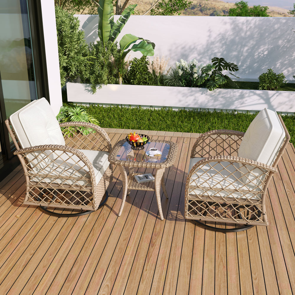 3-Piece Patio Set with Swivel Rocking Chairs - TimberFlare