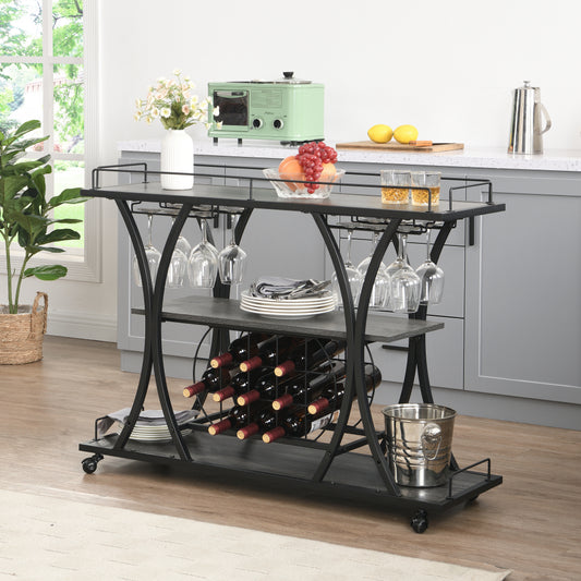 3 -Tier Industrial Bar Cart - TimberFlare