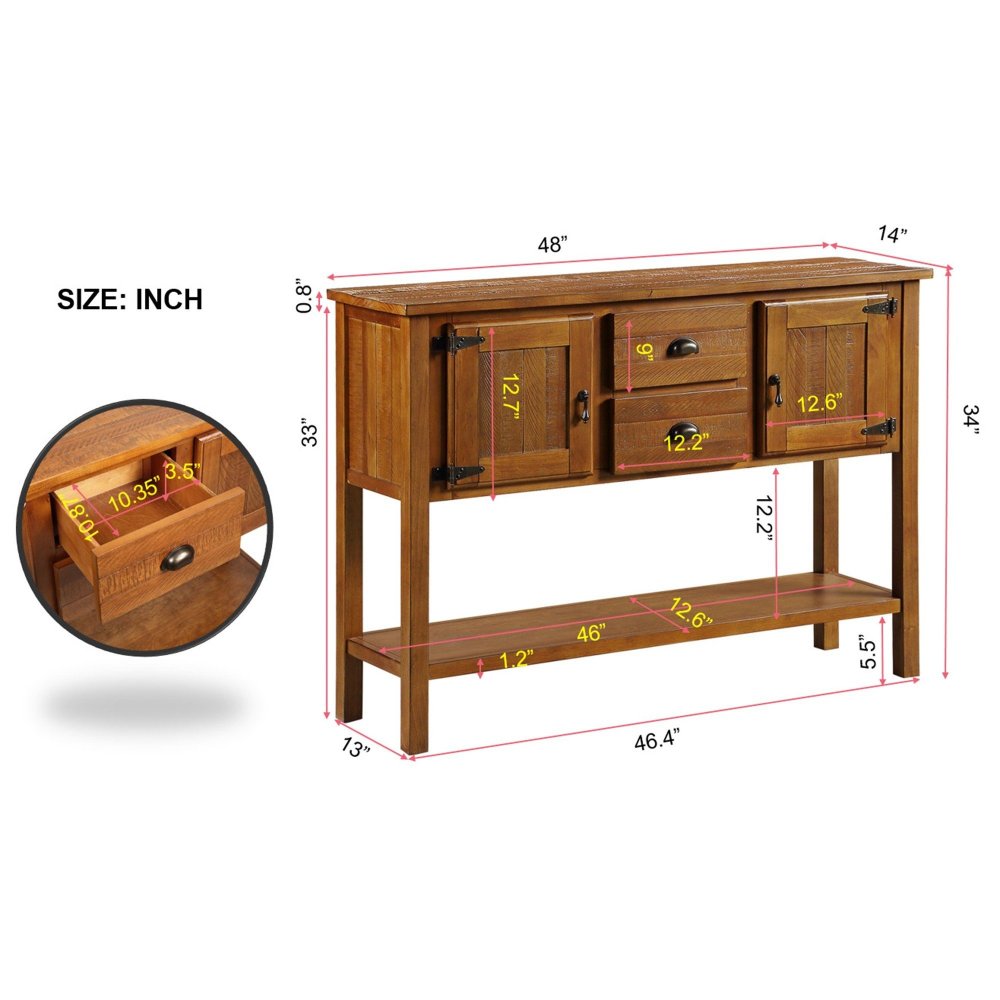 Mid Century Retro Solid Wood Sideboard