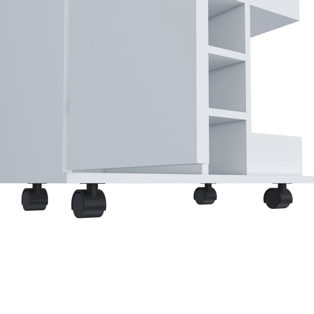 Light Gray Oak Bar Cart with Wine Storage & Cabinet - TimberFlare