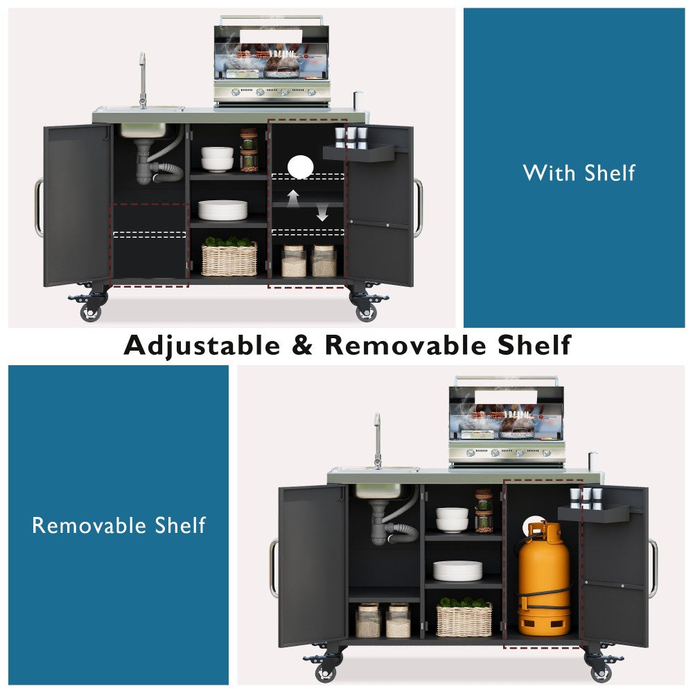 Outdoor Kitchen Island with Complete Sink Station - TimberFlare