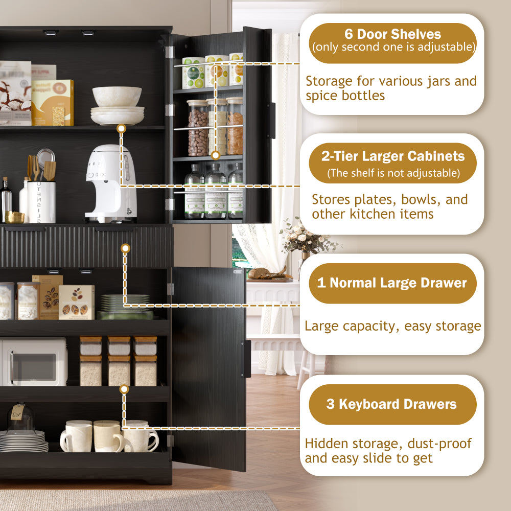 Fluted Pantry with Pull-Out Shelves - TimberFlare