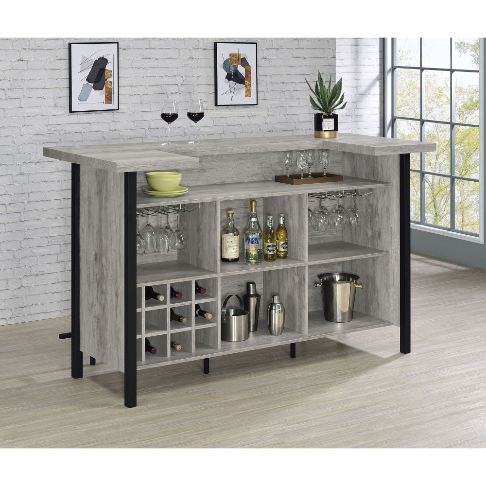 Grey Driftwood Industrial Home Bar - TimberFlare