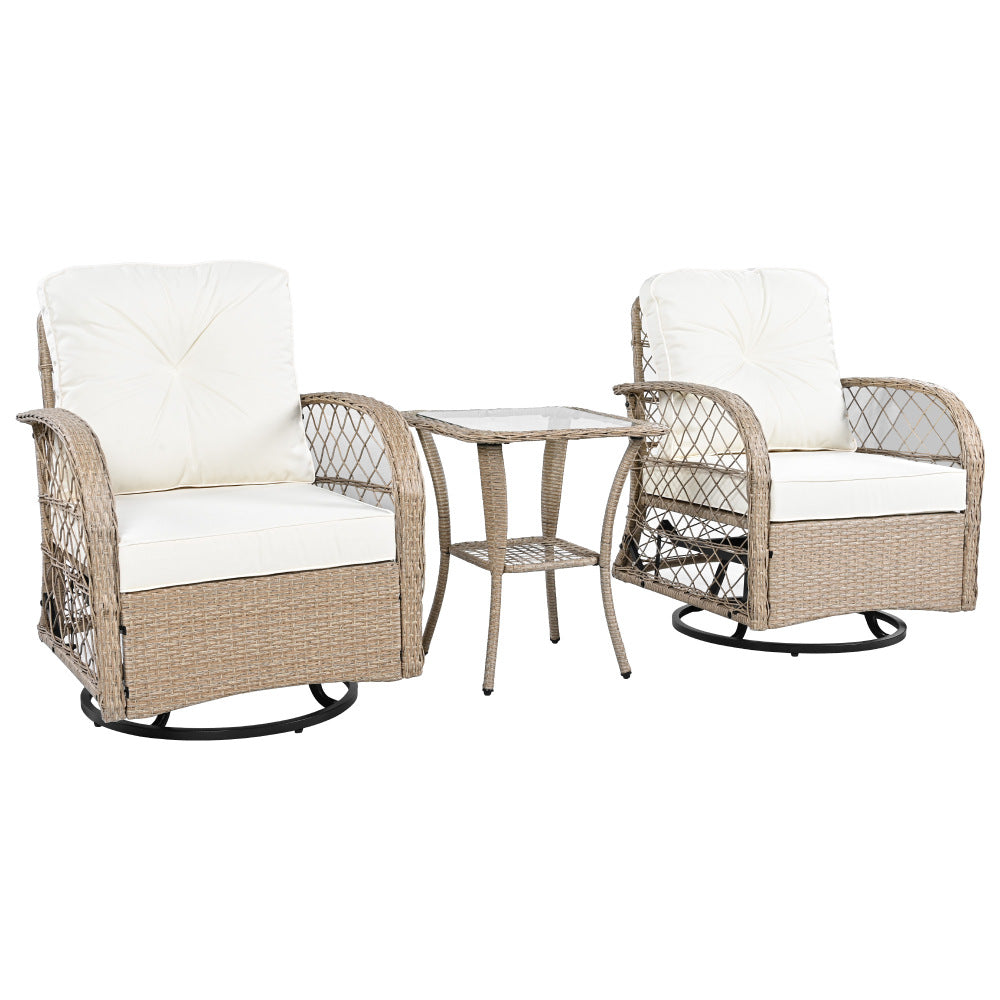 3-Piece Patio Set with Swivel Rocking Chairs - TimberFlare