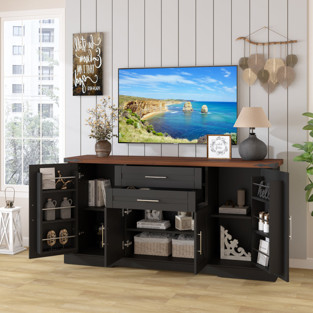 63'' W Farmhouse Sideboard with 4 Barn Doors - TimberFlare