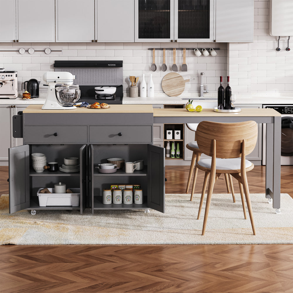 74.5 Kitchen Island with Extendable Dining Table - TimberFlare