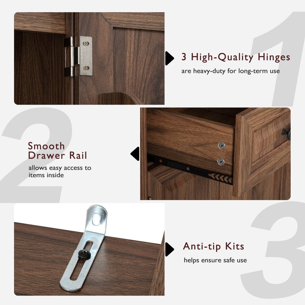 Walnut Pantry Cabinet with Pull-Out Shelves & Door Racks - TimberFlare