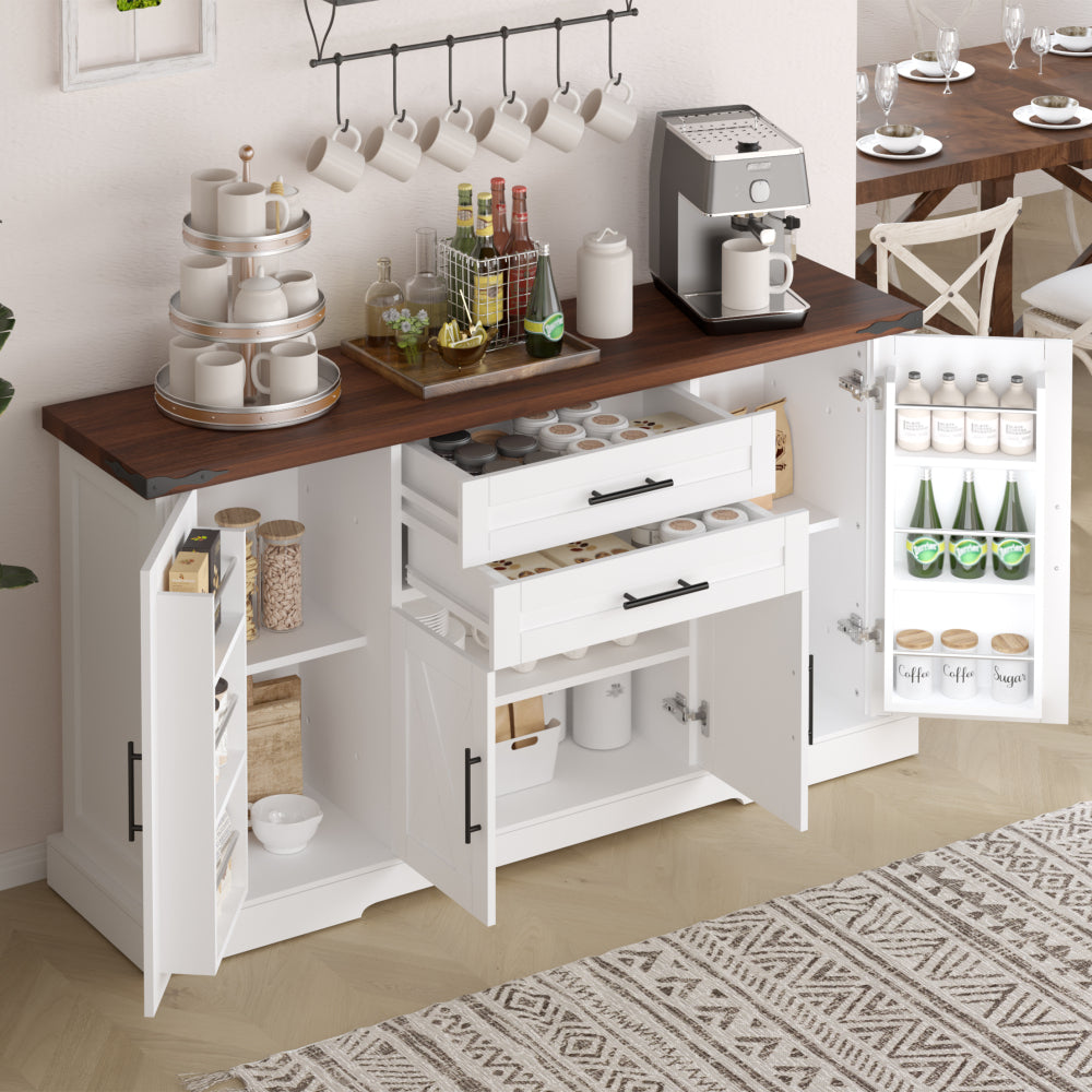 63'' W Farmhouse Sideboard with 4 Barn Doors - TimberFlare