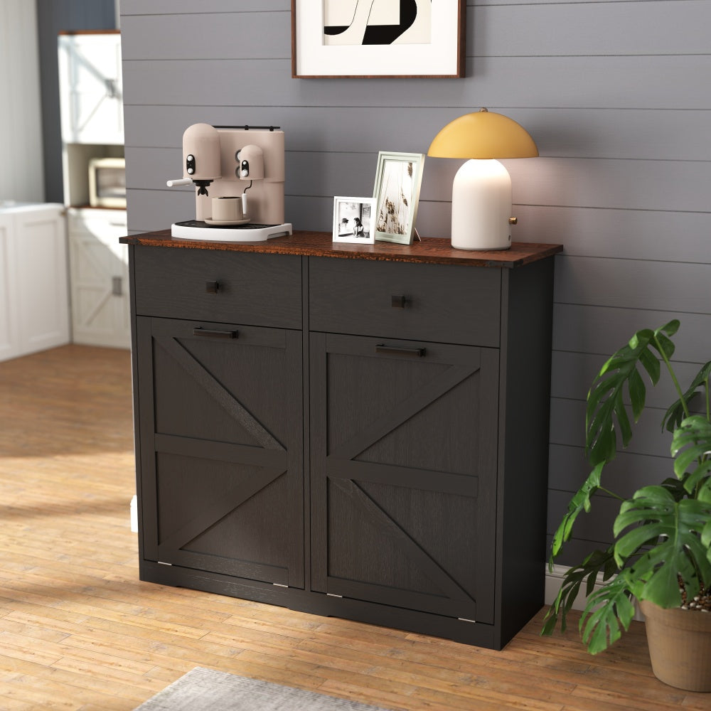 39-Inch Double Tilt-Out Trash Cabinet with Drawers - TimberFlare