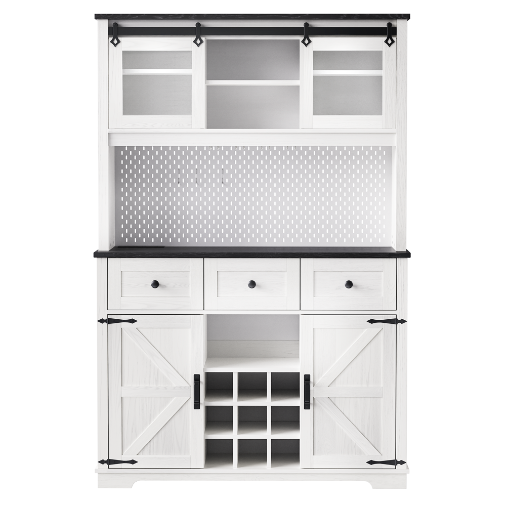 White Oak Smart Farmhouse Hutch with Power Station & Pegboard - TimberFlare