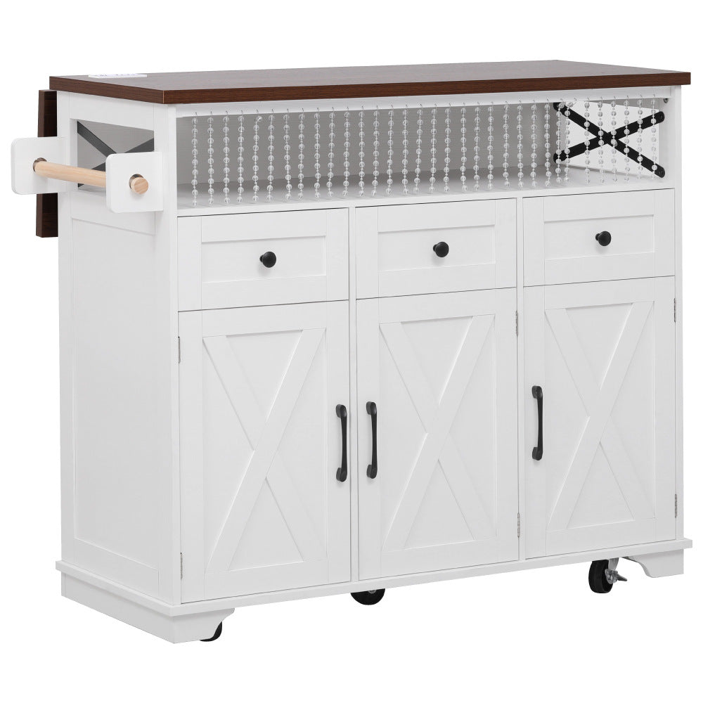 46.5 Rolling Kitchen Island with Drop Leaf & Charging - TimberFlare