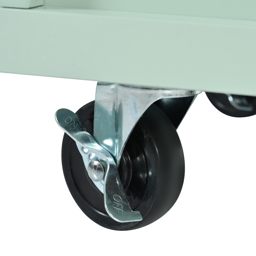 53.1″ Rolling Kitchen Island with Rubberwood Drop-Leaf Countertop - TimberFlare