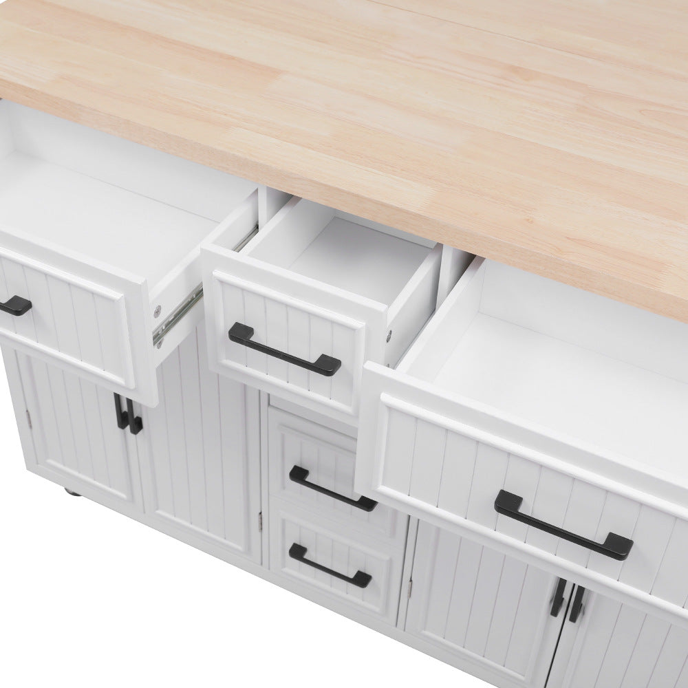 56.5" Rolling Kitchen Island with Charging - TimberFlare