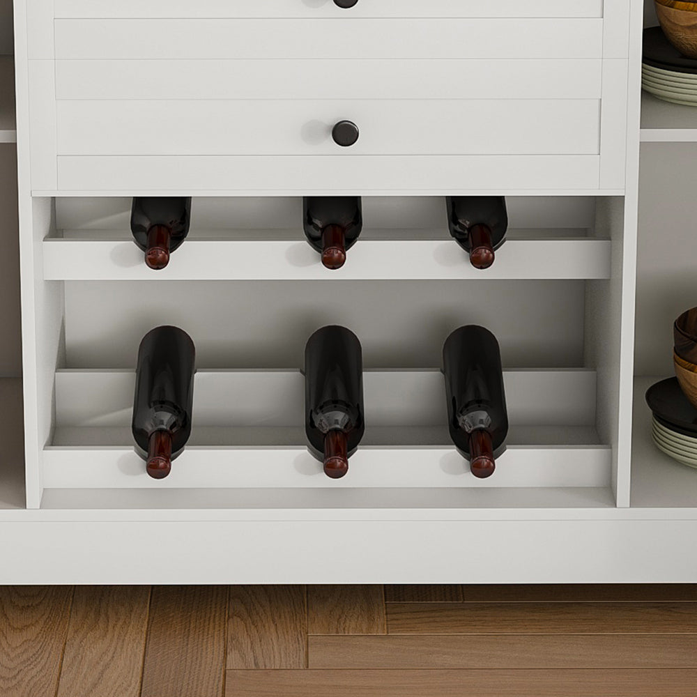Farmhouse Bar Cabinet with Wine Rack & 54″ Walnut Coffee Station Top - TimberFlare