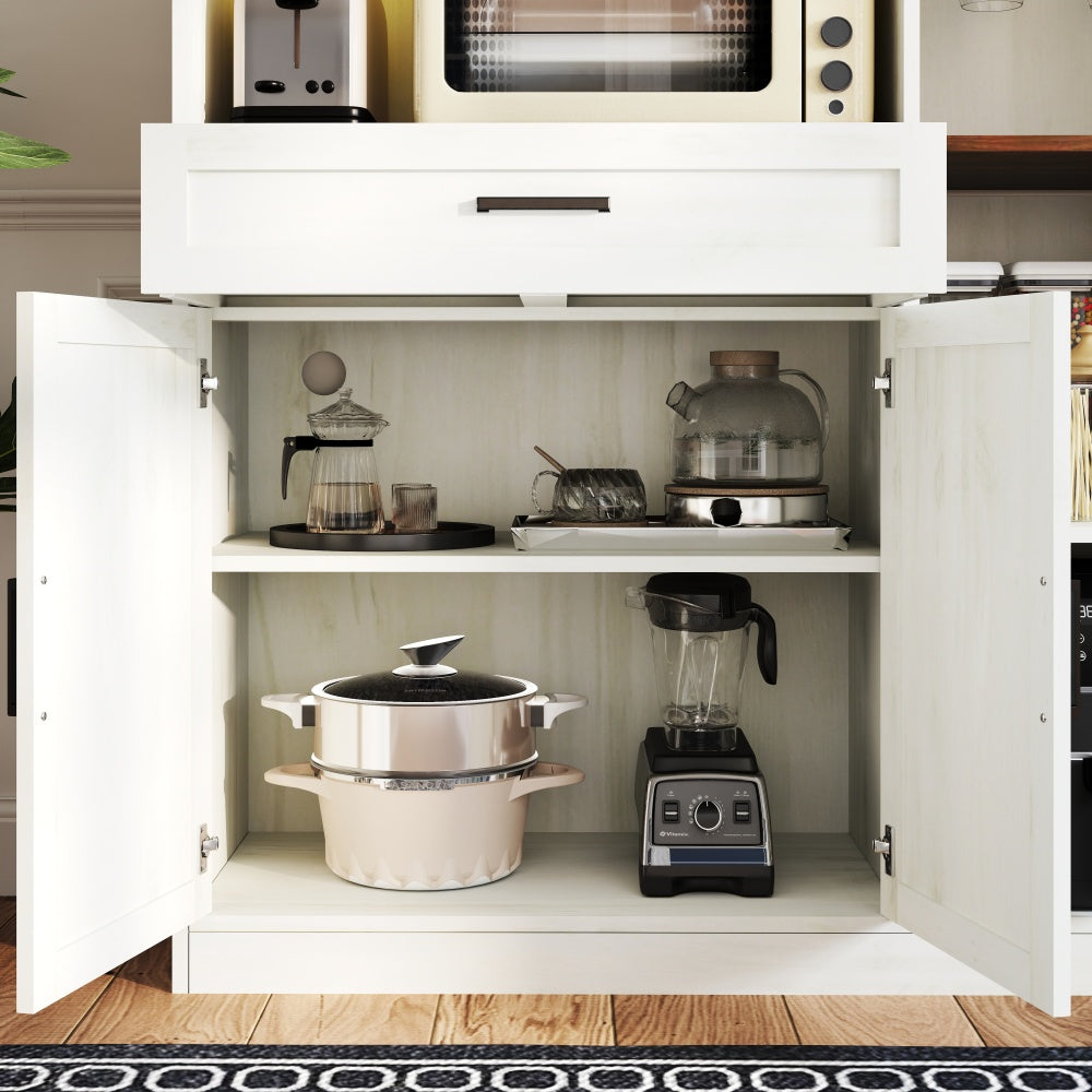 Farmhouse Pantry Hutch with Power Station & RGB Lighting - TimberFlare