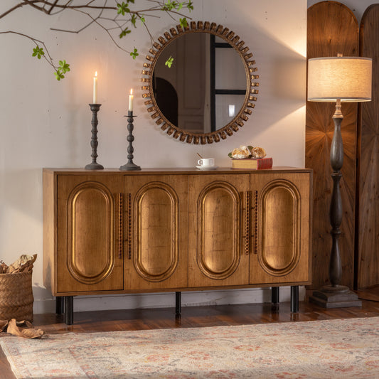 60-Inch Modern Sideboard with Geometric Doors - TimberFlare