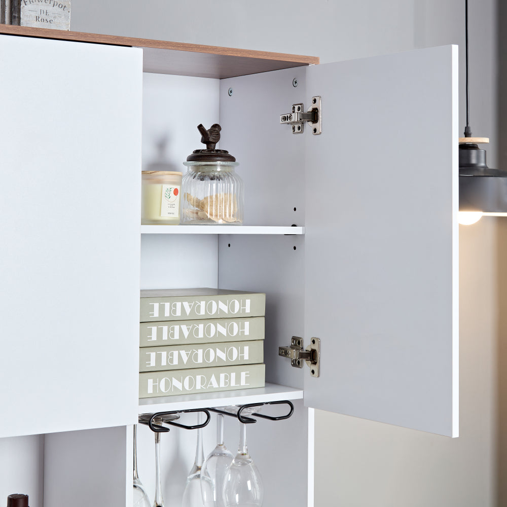 Two-Tone Coffee & Liquor Cabinet Hutch with Power Station - TimberFlare