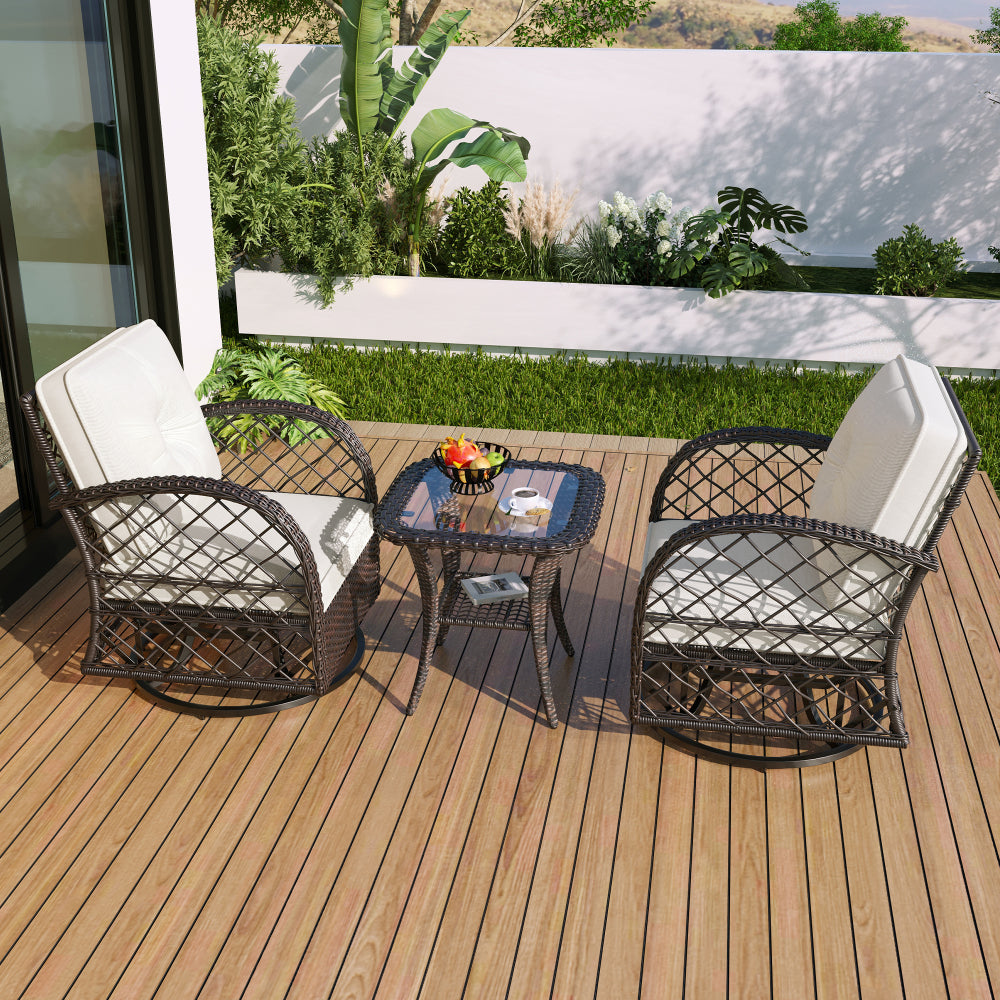 3-Piece Patio Set with Swivel Rocking Chairs - TimberFlare