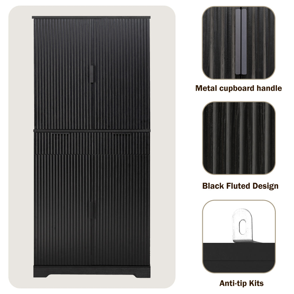 Fluted Pantry with Pull-Out Shelves - TimberFlare