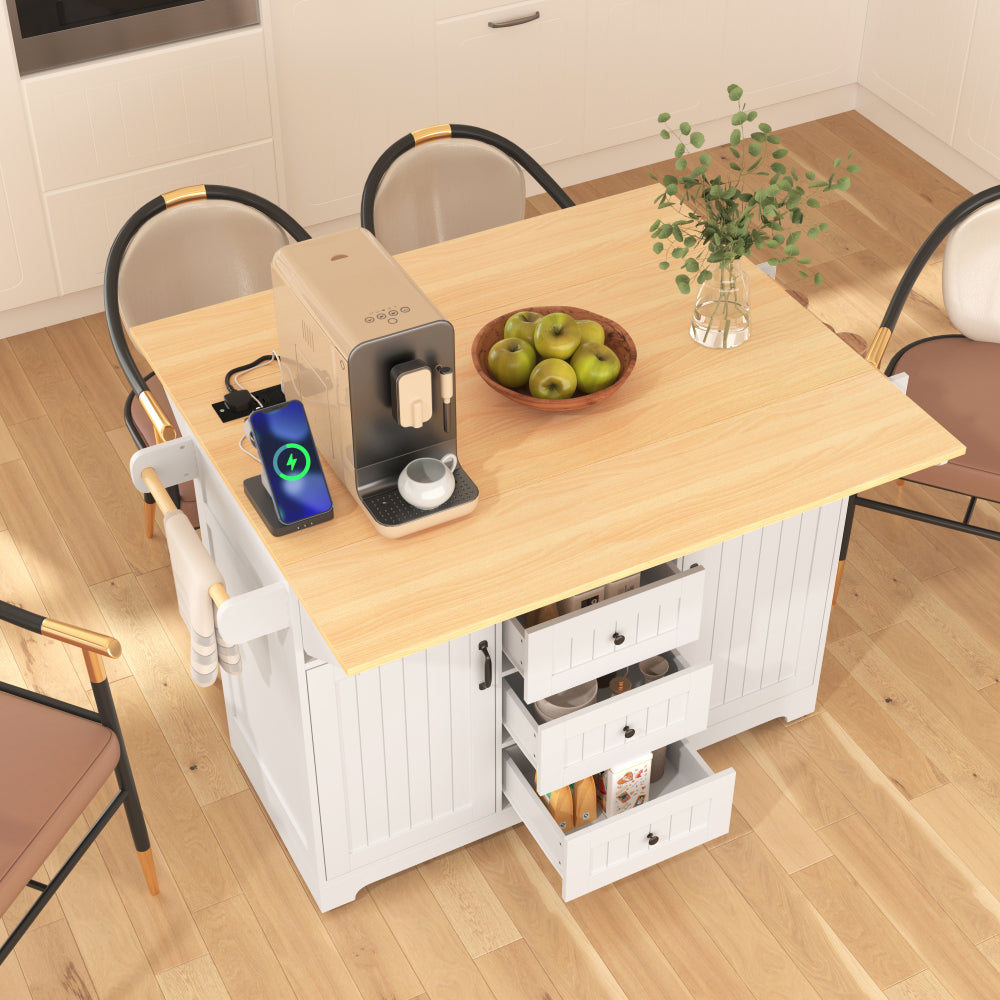 55.7'' Large Rustic Farmhouse Kitchen Island - TimberFlare
