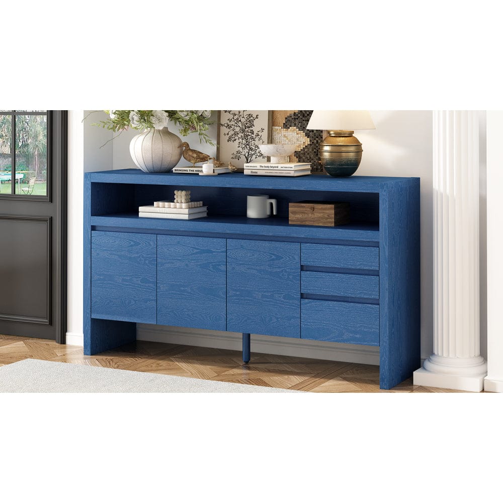 60" Sideboard Buffet Cabinet with Drawers, Shelf & Ash Veneer - TimberFlare