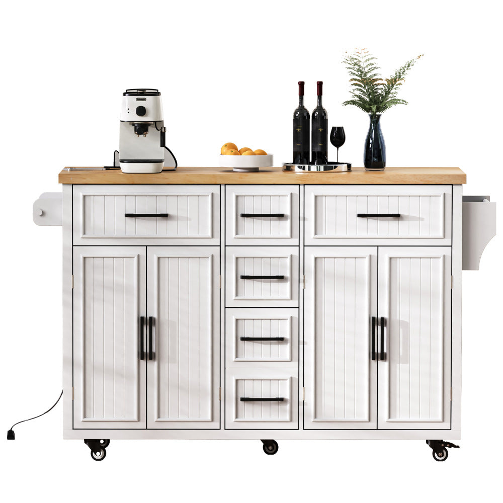 56.5" Rolling Kitchen Island with Charging - TimberFlare