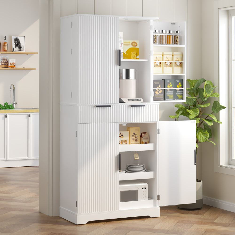 Fluted Pantry with Pull-Out Shelves - TimberFlare