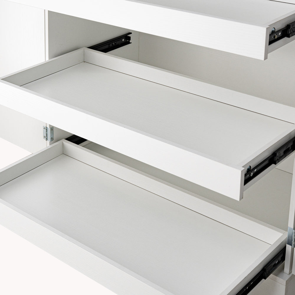 Fluted Black Pantry Cabinet with Pull-Out Trays - TimberFlare