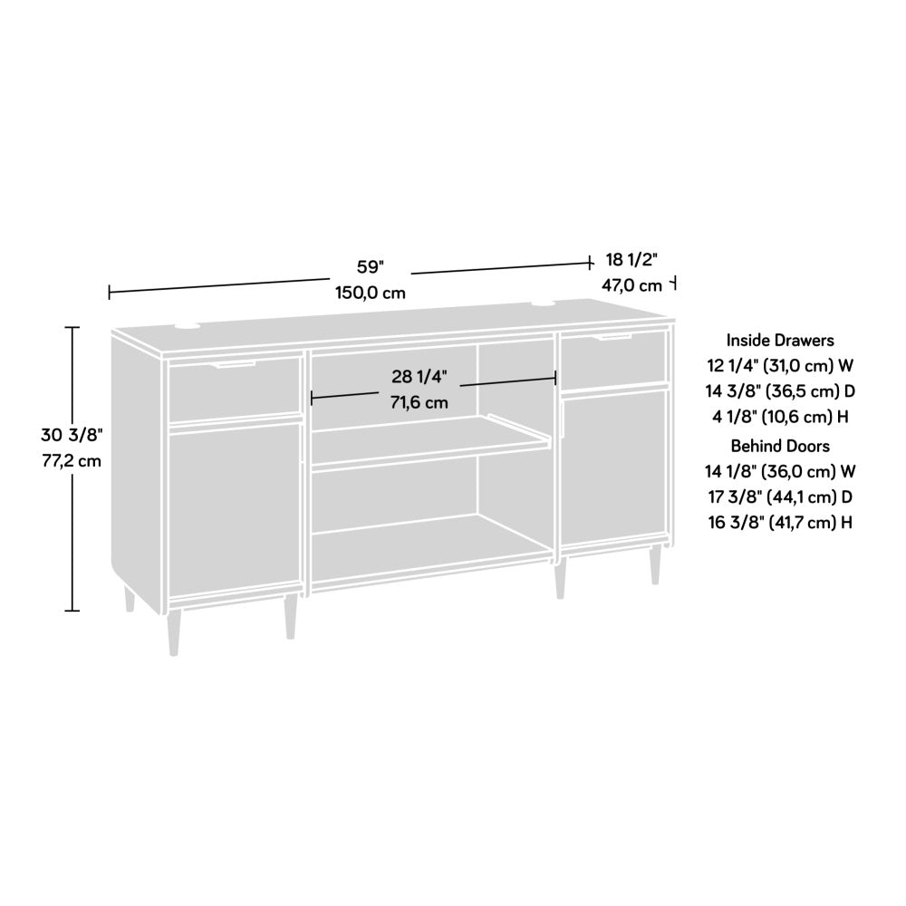 48″ Modern Credenza with Drawers and Cord Management - TimberFlare