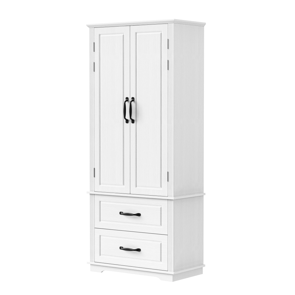 Walnut Pantry Cabinet with Pull-Out Shelves & Door Racks - TimberFlare