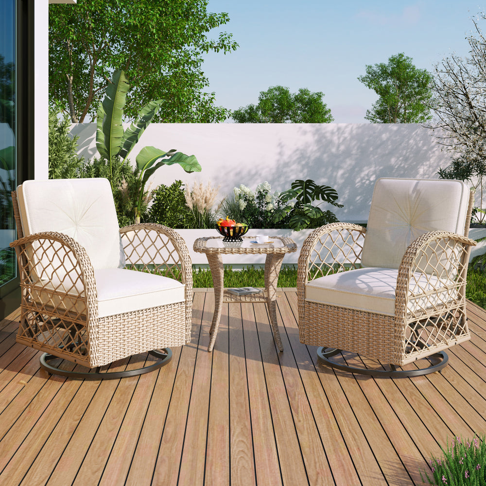 3-Piece Patio Set with Swivel Rocking Chairs - TimberFlare