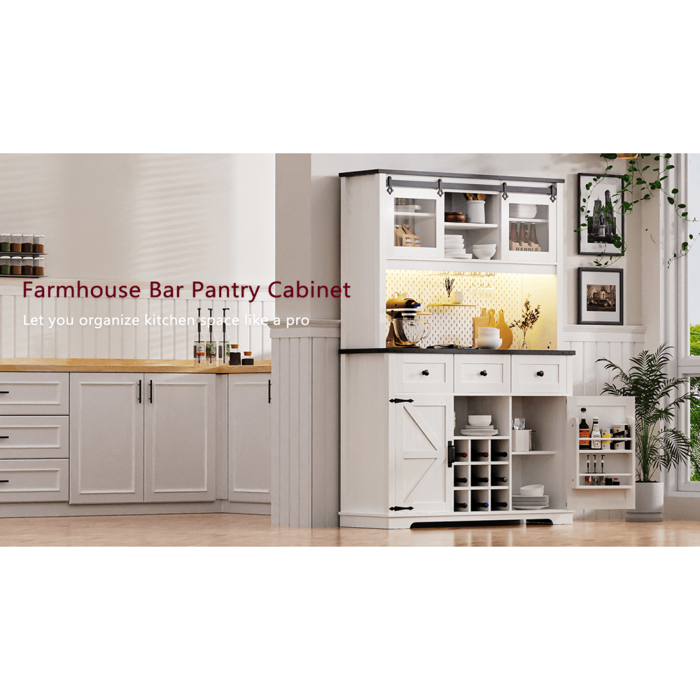 White Oak Smart Farmhouse Hutch with Power Station & Pegboard - TimberFlare